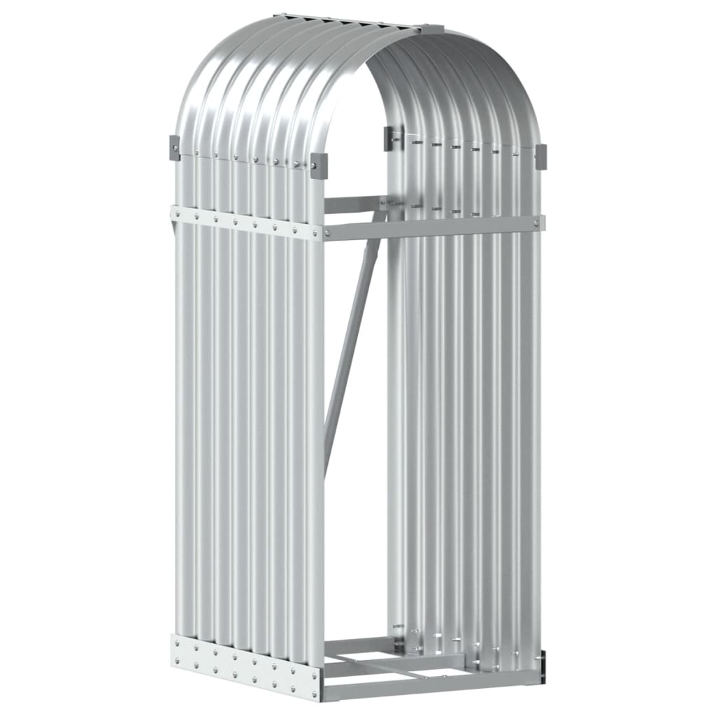 Almacenamiento de leña de Vidaxl 40x45x100 cm de acero galvanizado de color plateado