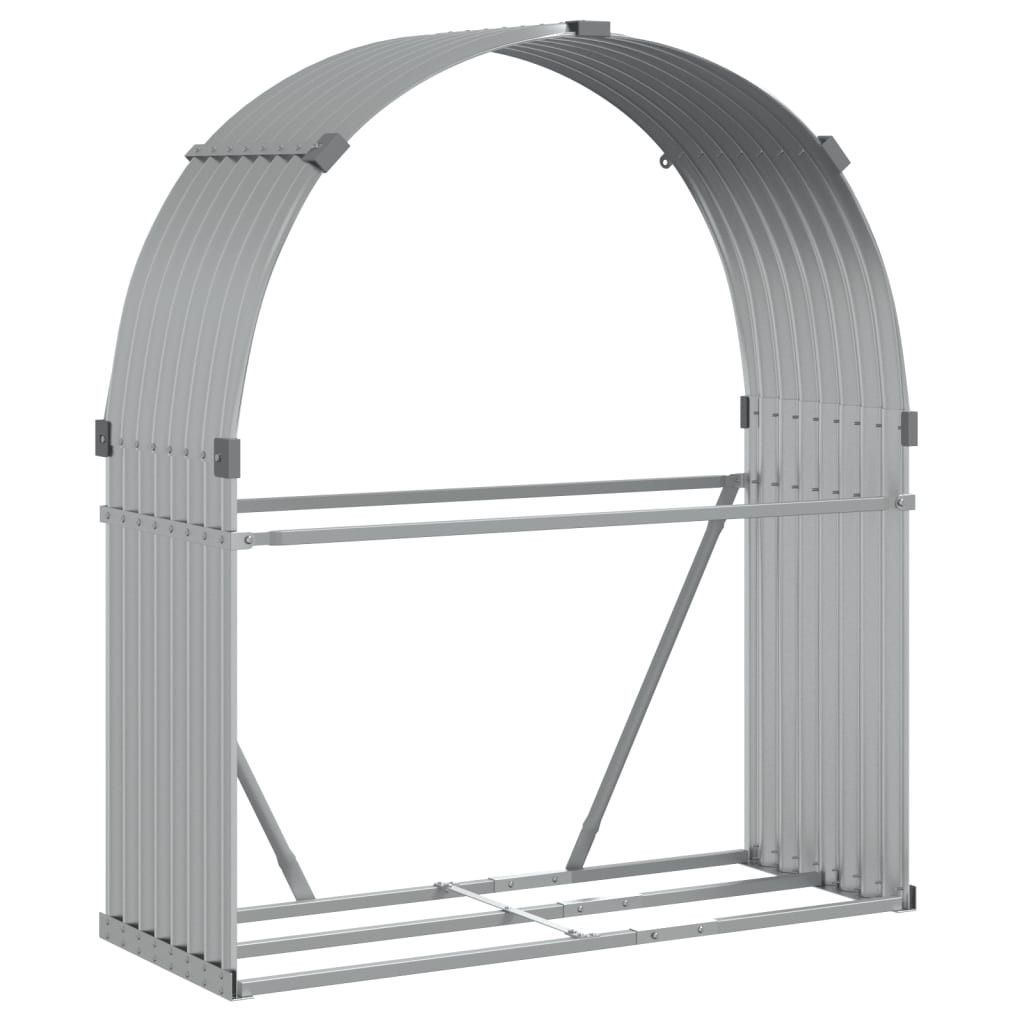 Almacenamiento de leña de Vidaxl 120x45x140 cm Color de plata galvanizado