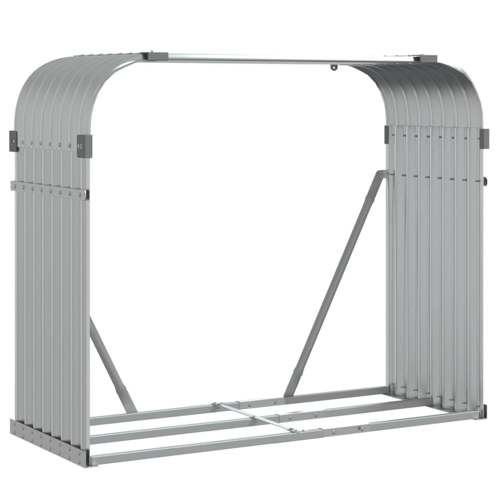 Almacenamiento de leña de Vidaxl 120x45x100 cm Color de plata galvanizado