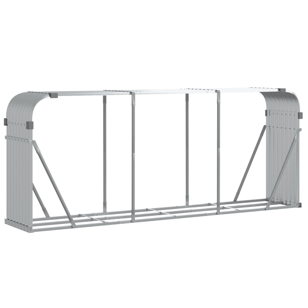 Almacenamiento de leña de Vidaxl 234x45x100 cm Color de plata galvanizado