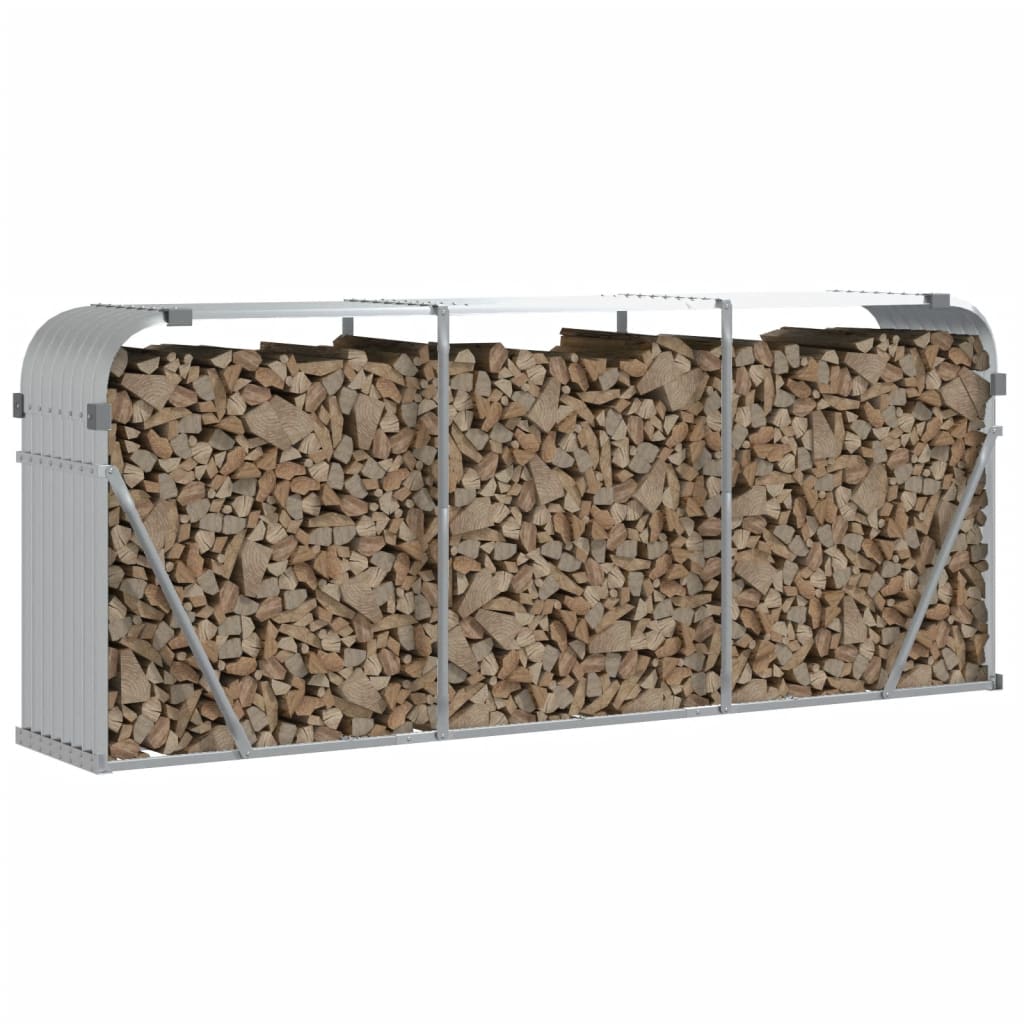 Almacenamiento de leña de Vidaxl 234x45x100 cm Color de plata galvanizado