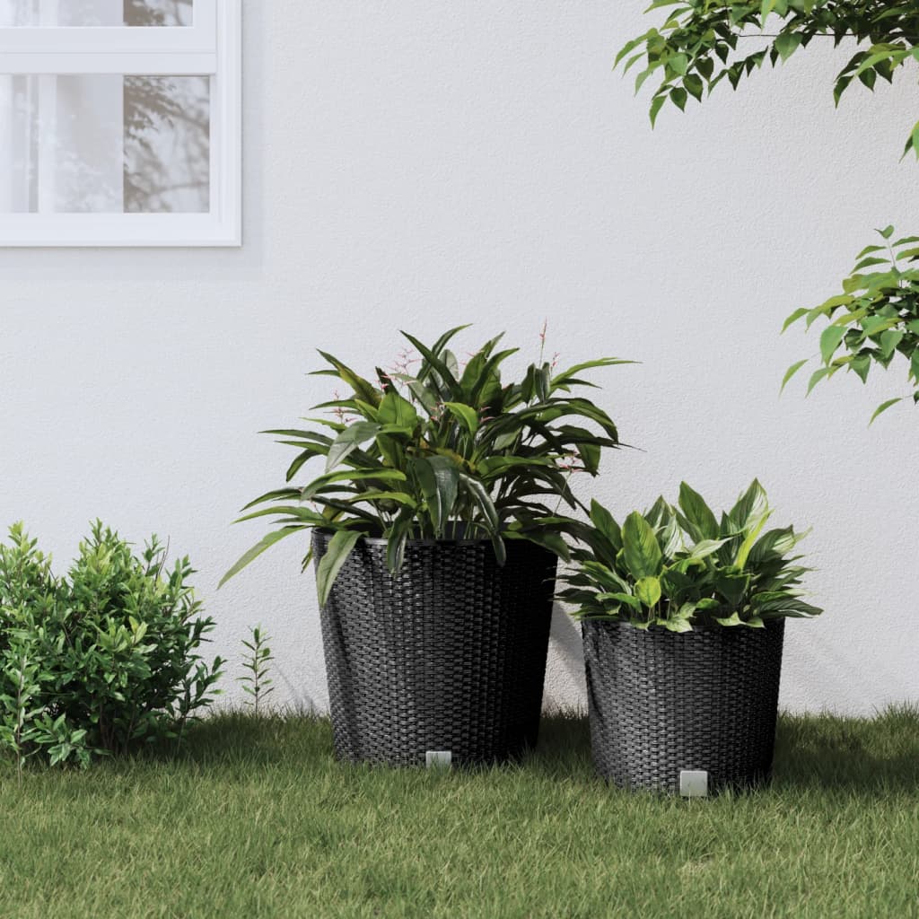 VidaXL Planter removable Bak Rattan Look 35 37.5 L PP Anthracite