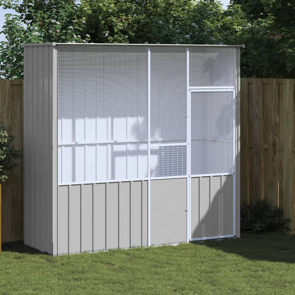 Vidaxl Vugelkäfeg 215x78x200 cm galvaniséiert Stol Grey