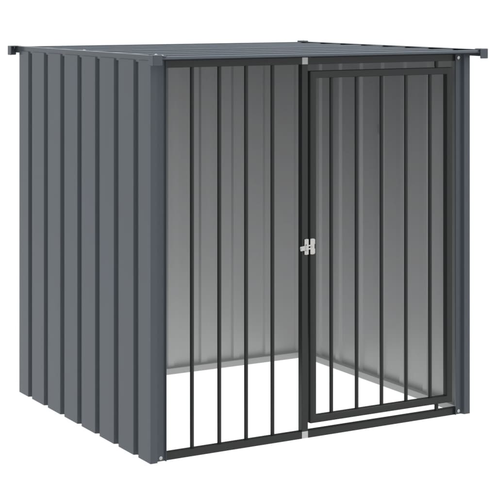 Vidaxl Hond Loftt mat Daach 110x103x109 cm galvaniséiert Stol schwaarz