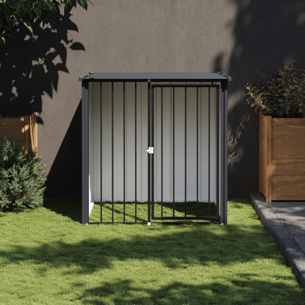Vidaxl Hond Loftt mat Daach 110x103x109 cm galvaniséiert Stol schwaarz