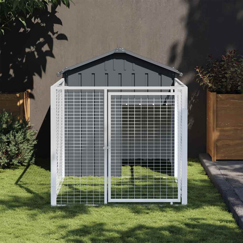 Loft per cani Vidaxl con tetto 117x201x123 cm antracite in acciaio zincato