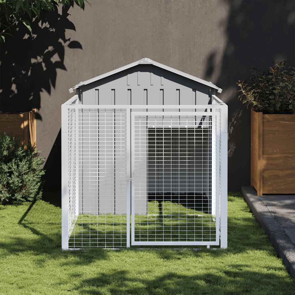 Vidaxl Hond Loftt mat Daach 117x201113 cm gala galvaniséiert Stol