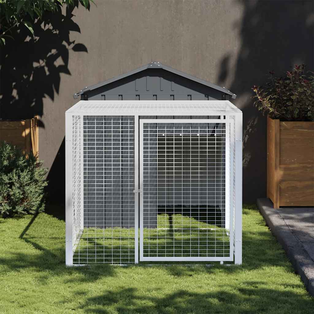 Vidaxl Chicken coop with run 117x201x123 cm Galvanized steel anthracite
