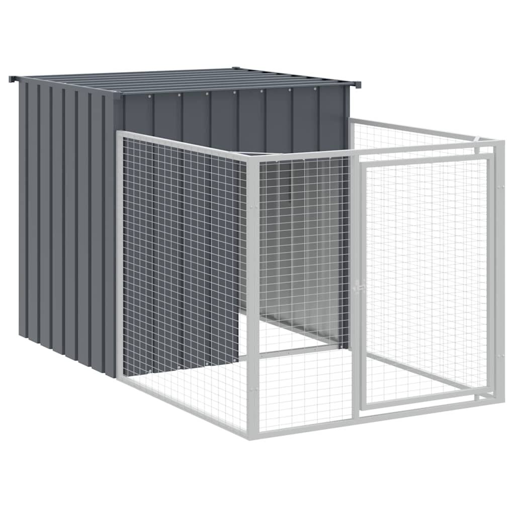 Loft per cani Vidaxl con tetto 110x201x110 cm antracite in acciaio zincato