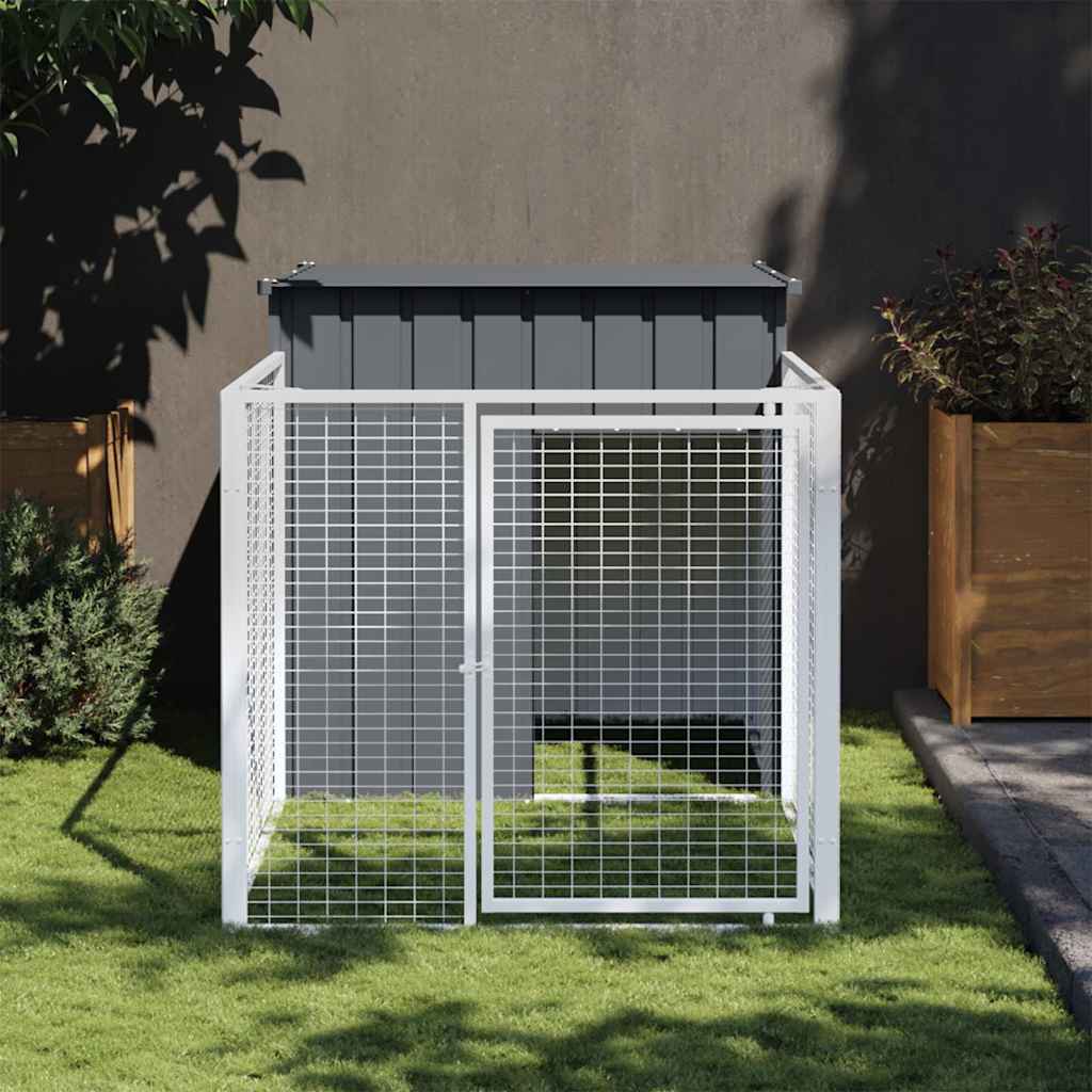 Loft per cani Vidaxl con tetto 110x201x110 cm antracite in acciaio zincato