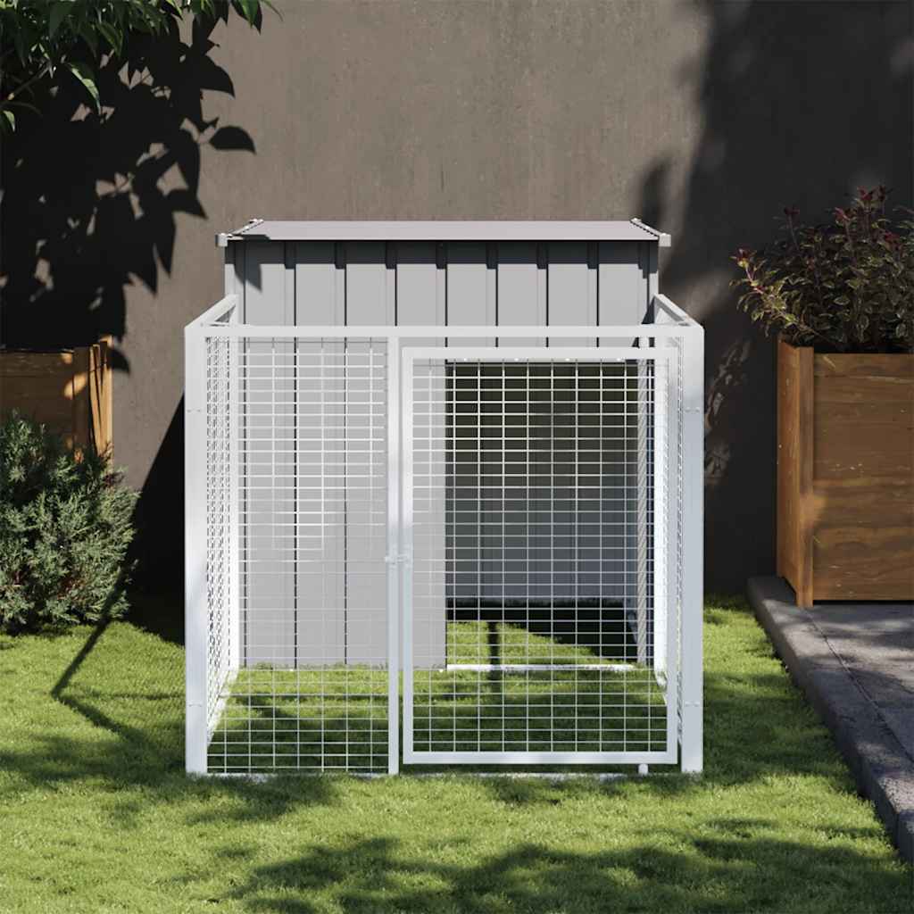 Vidaxl Hond Loftt mat Daach 110x2011110 cm gala galvaniséiert Stol Grey