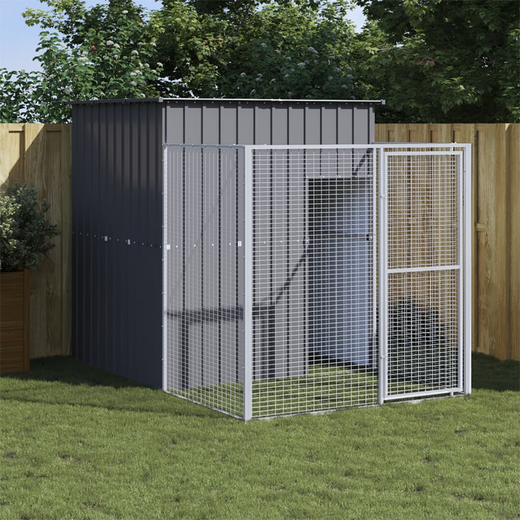 Vidaxl Hondwalt mat Run 165x251x181 cm galvaniséiert Stol Anthracit