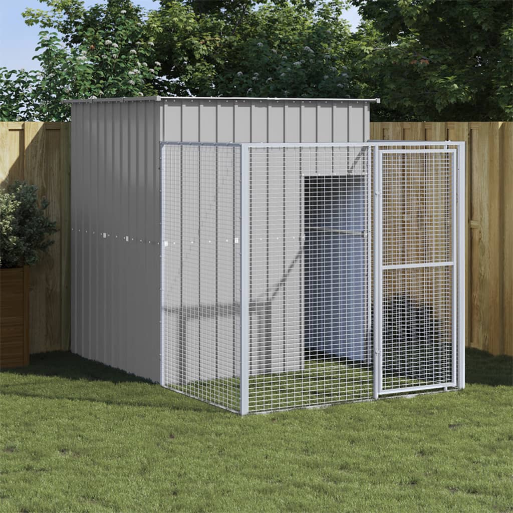 Vidaxl Dog Loft con Run 165x251x181 cm grigio galvanizzato in acciaio