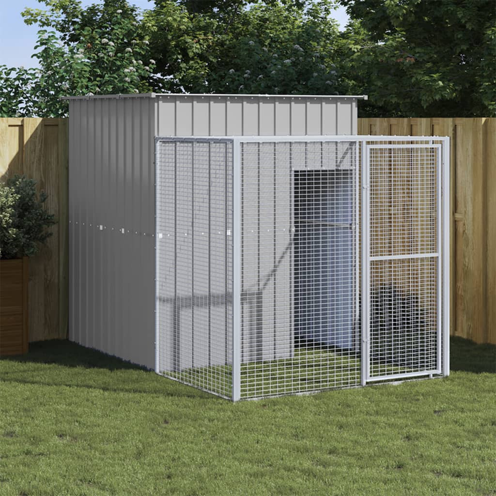 Vidaxl Chicken coop with run 165x251x181 cm galvanized steel gray