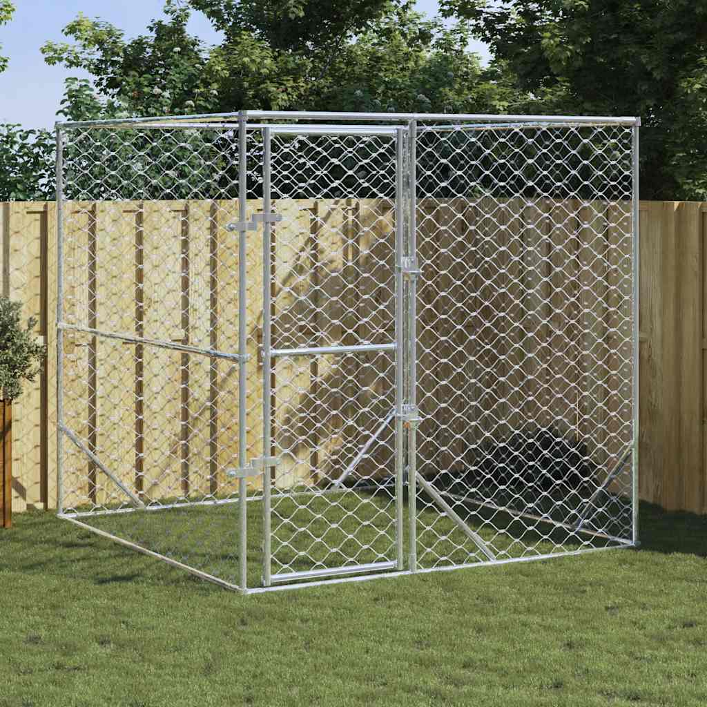 Vidaxl Hond Kennel fir ausserhalb vun 2x2x2 m galvaniséiert Stol Sëlwer