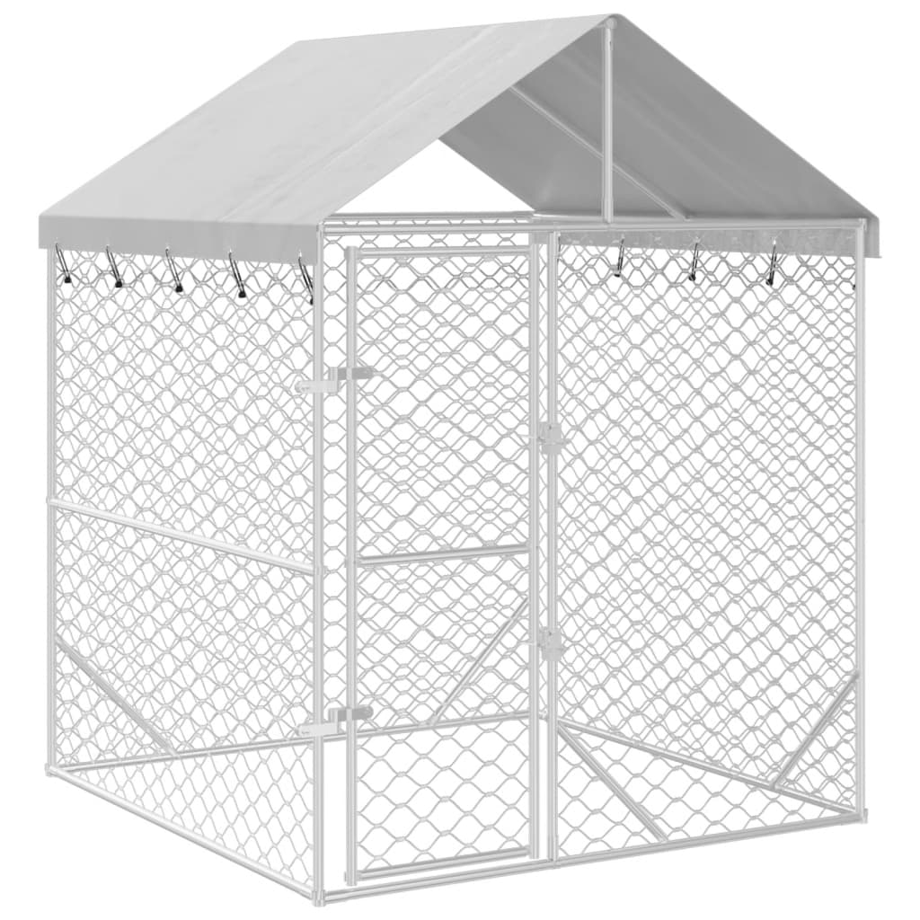 Vidaxl Dog Kennel with roof 2x2x2.5 m galvanized steel silver