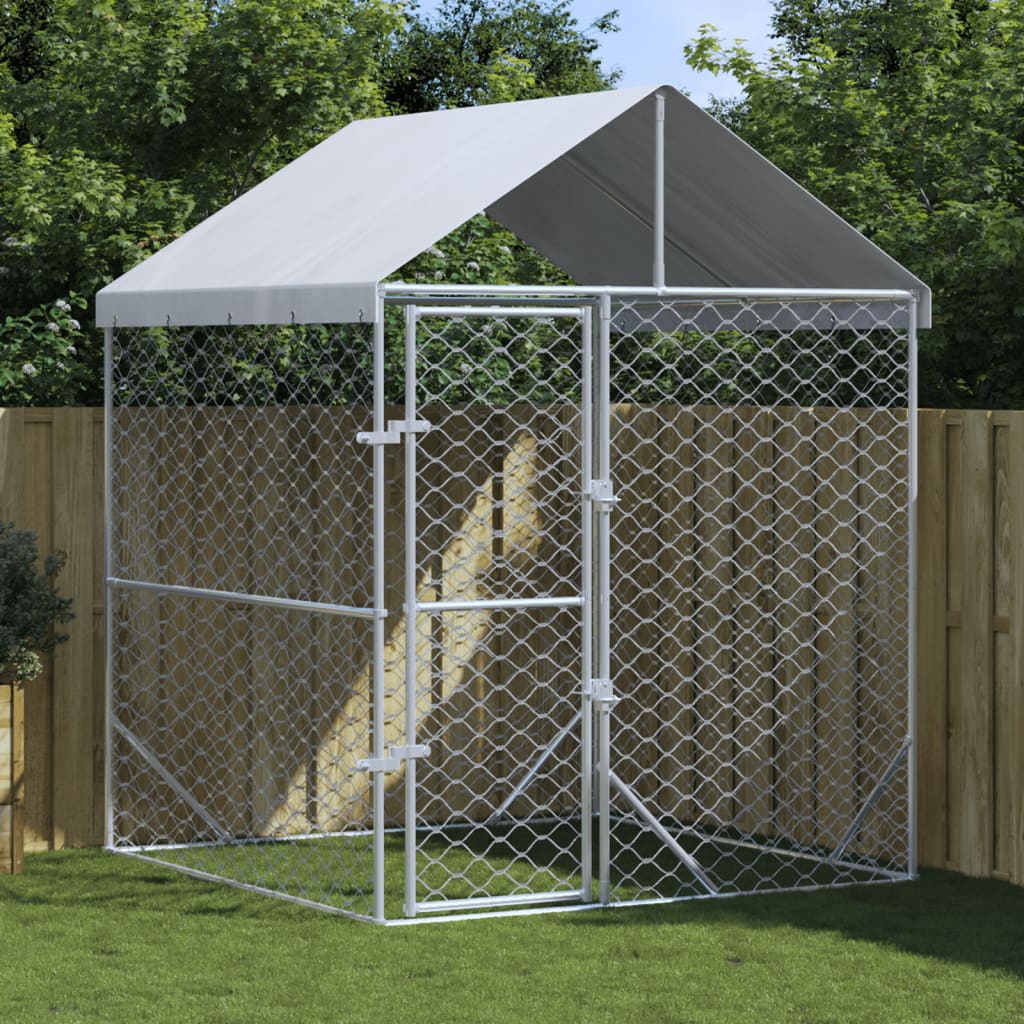 Vidaxl Dog Kennel with roof 2x2x2.5 m galvanized steel silver