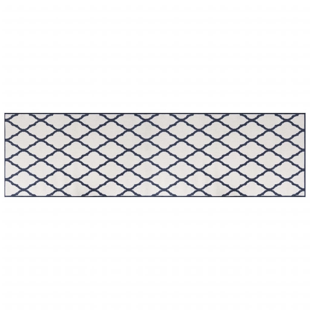 Vidaxl Zunanje preproga Reversible 80x250 cm mornarsko modro in belo