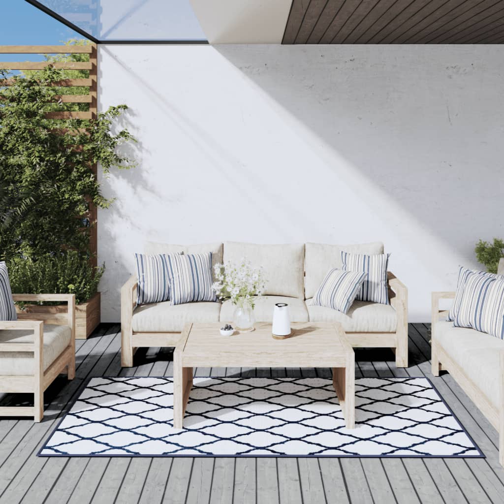 Vidaxl Outdoor rug reversible 100x200 cm navy blue and white