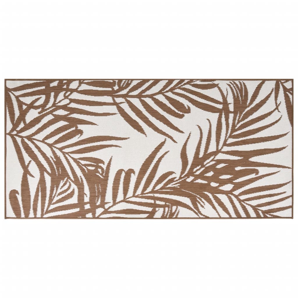 Vidaxl à l'extérieur du tapis réversible 100x200 cm brun et blanc