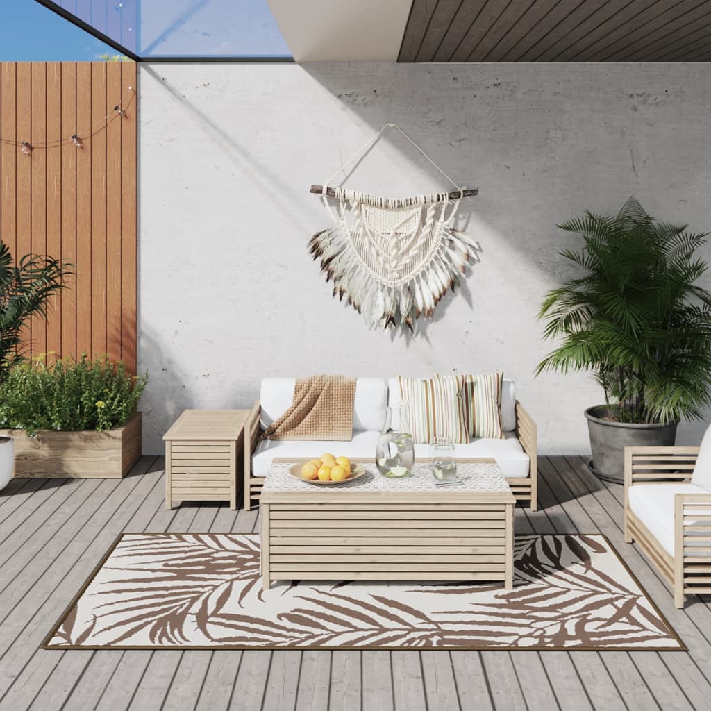 Vidaxl à l'extérieur du tapis réversible 100x200 cm brun et blanc