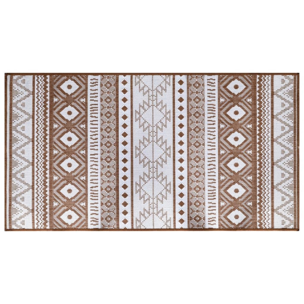 Vidaxl ausserhalb rug reversibel 80x150 cm brong a wäiss