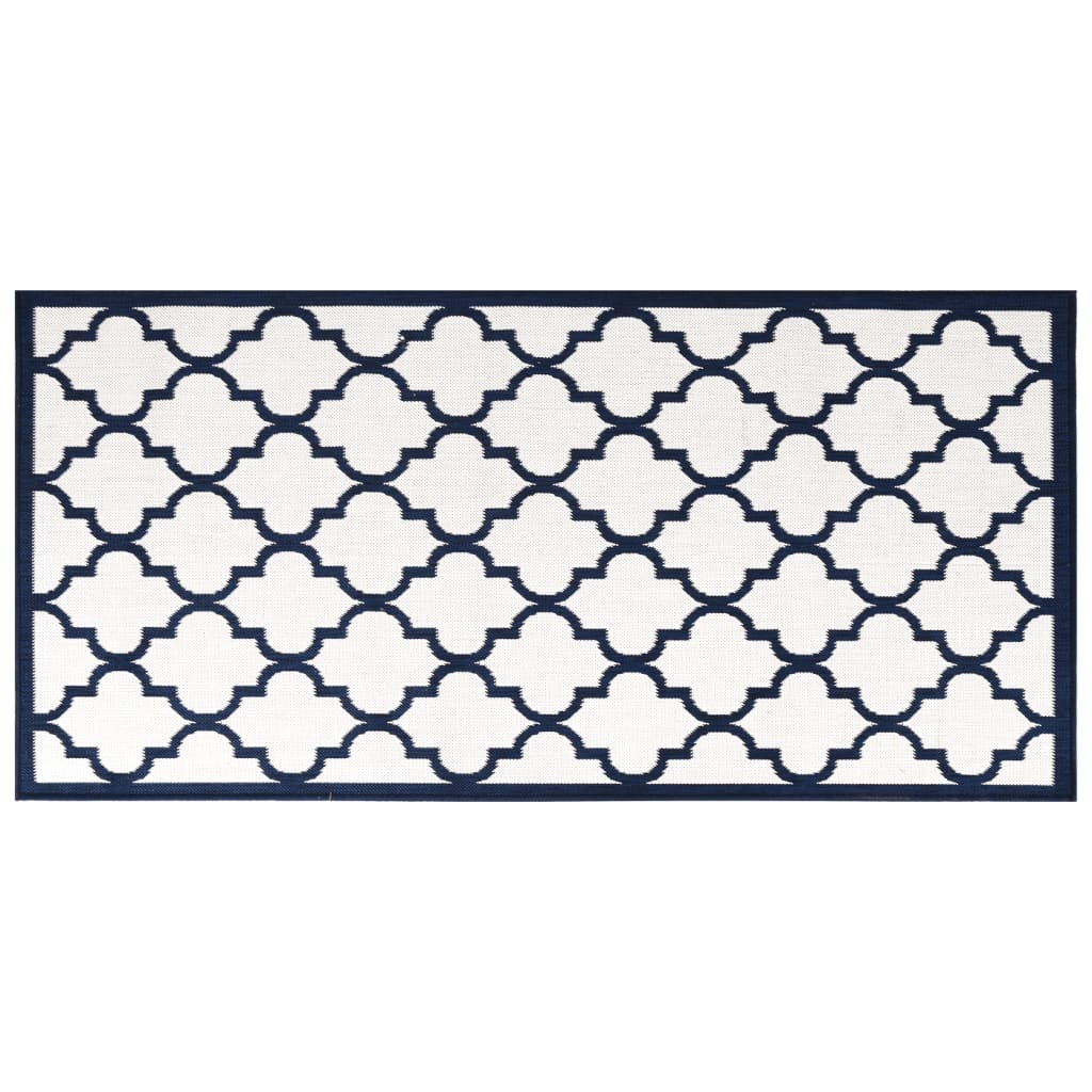 Vidaxl udendørs tæppe reversibel 100x200 cm marineblå og hvid