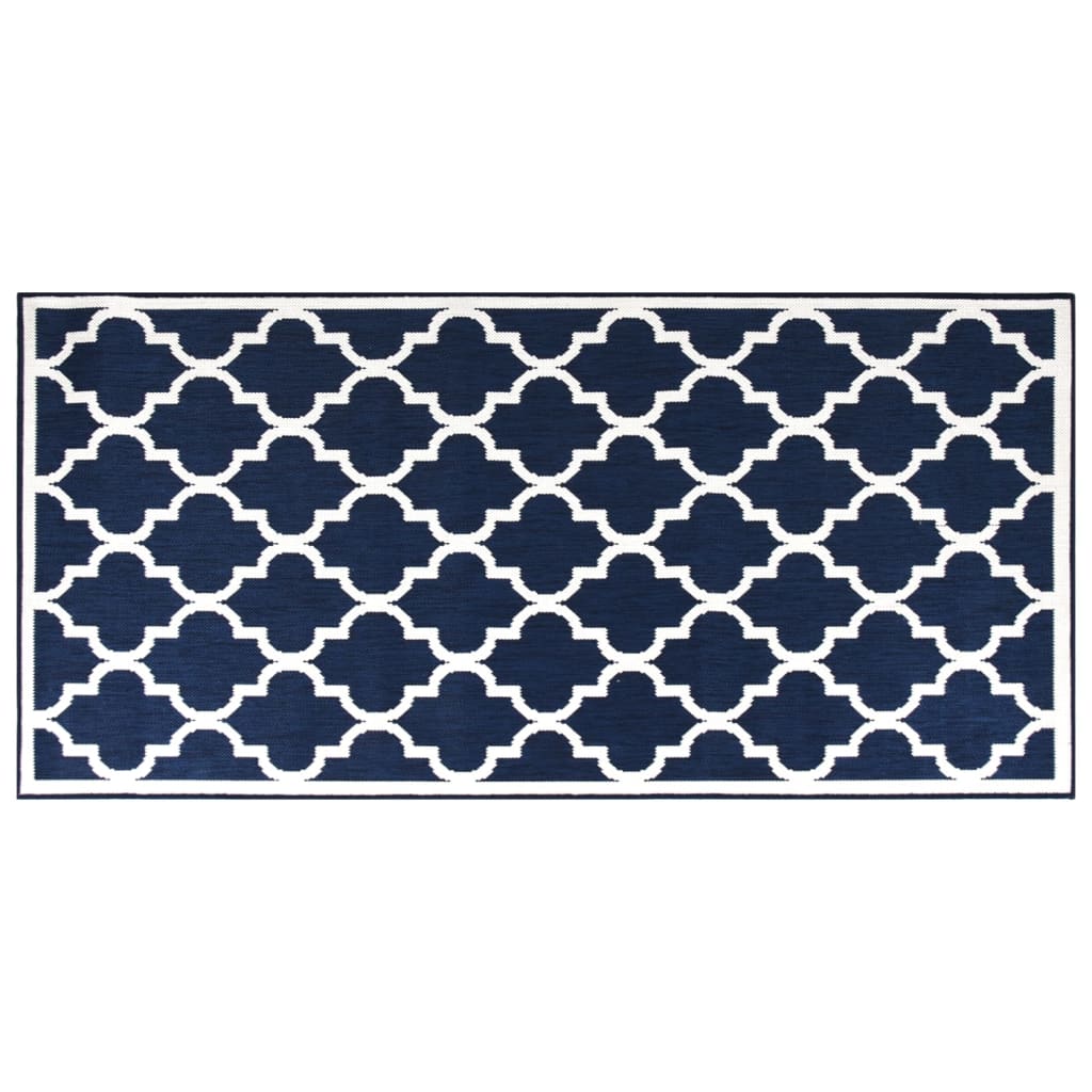 Vidaxl udendørs tæppe reversibel 100x200 cm marineblå og hvid