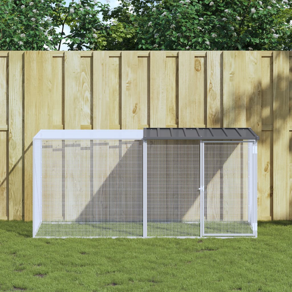 Vidaxl Chicken Coop con techo de 203x98x90 cm de acero galvanizado antracita