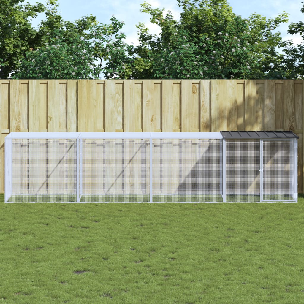 Vidaxl Chicken Coop con tetto 403x98x90 cm Antracite in acciaio zincato