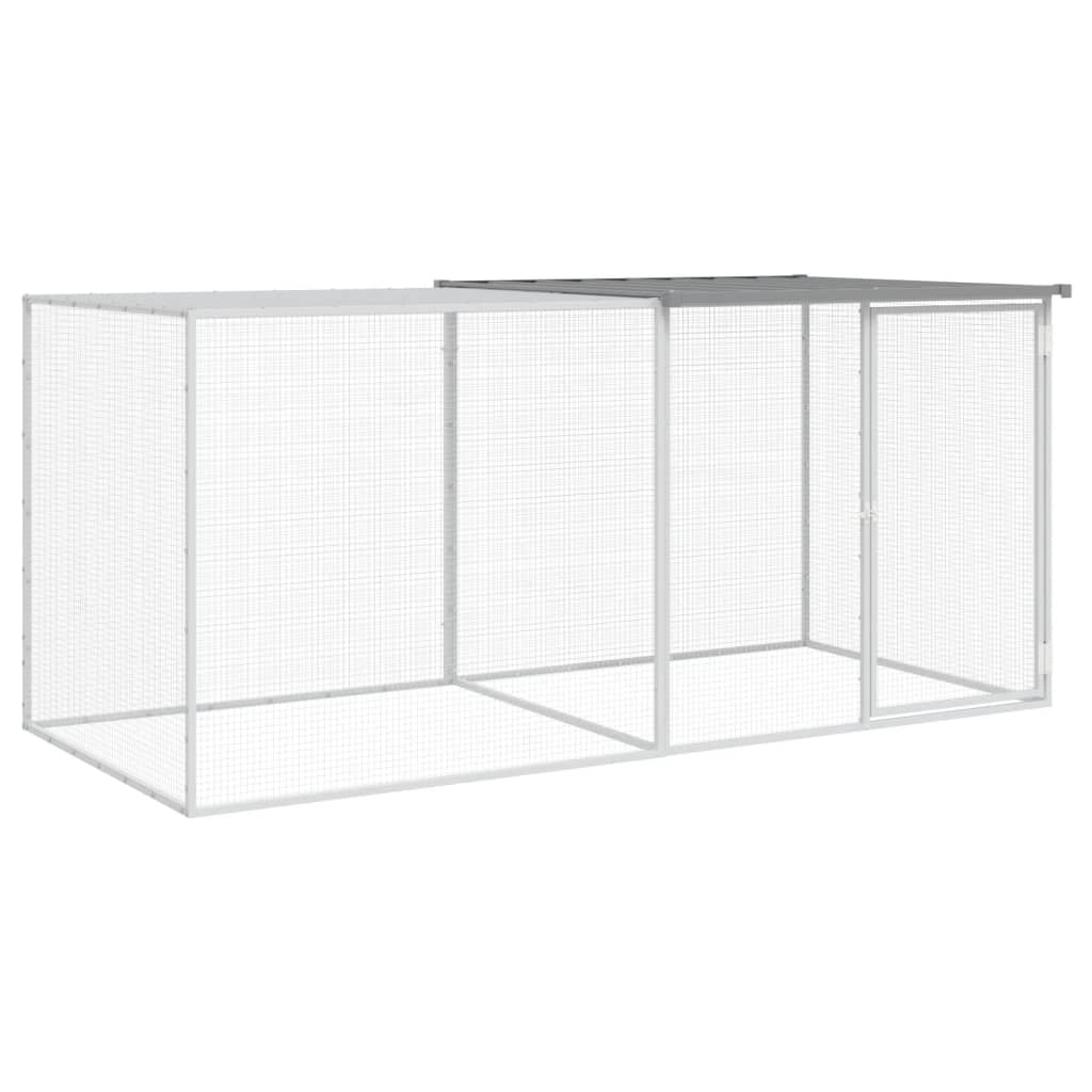 Vidaxl Chicken coop with roof 203x98x90 cm galvanized steel light gray