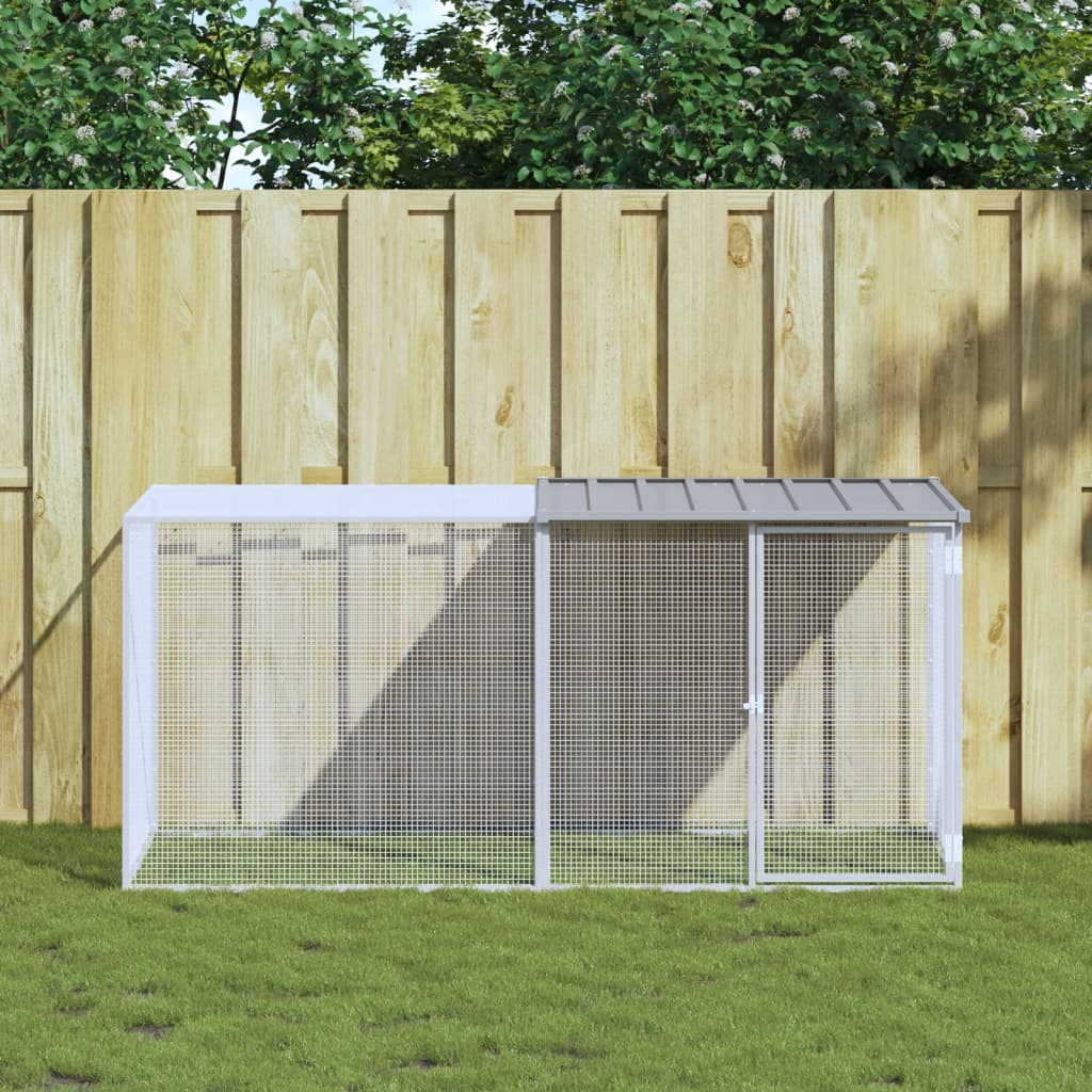 Vidaxl Chicken coop with roof 203x98x90 cm galvanized steel light gray