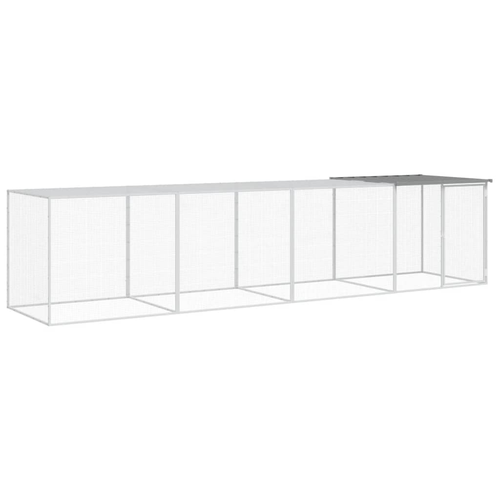 Vidaxl Chicken Coop con tetto 403x98x90 cm grigio grigio in acciaio galvanizzato
