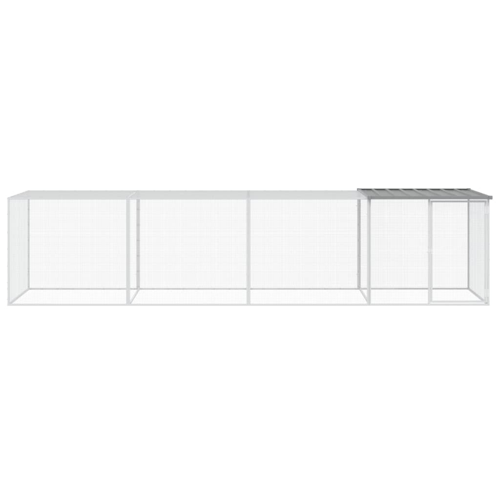 Vidaxl Chicken Coop con tetto 403x98x90 cm grigio grigio in acciaio galvanizzato