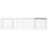 Vidaxl Chicken Coop con tetto 403x98x90 cm grigio grigio in acciaio galvanizzato