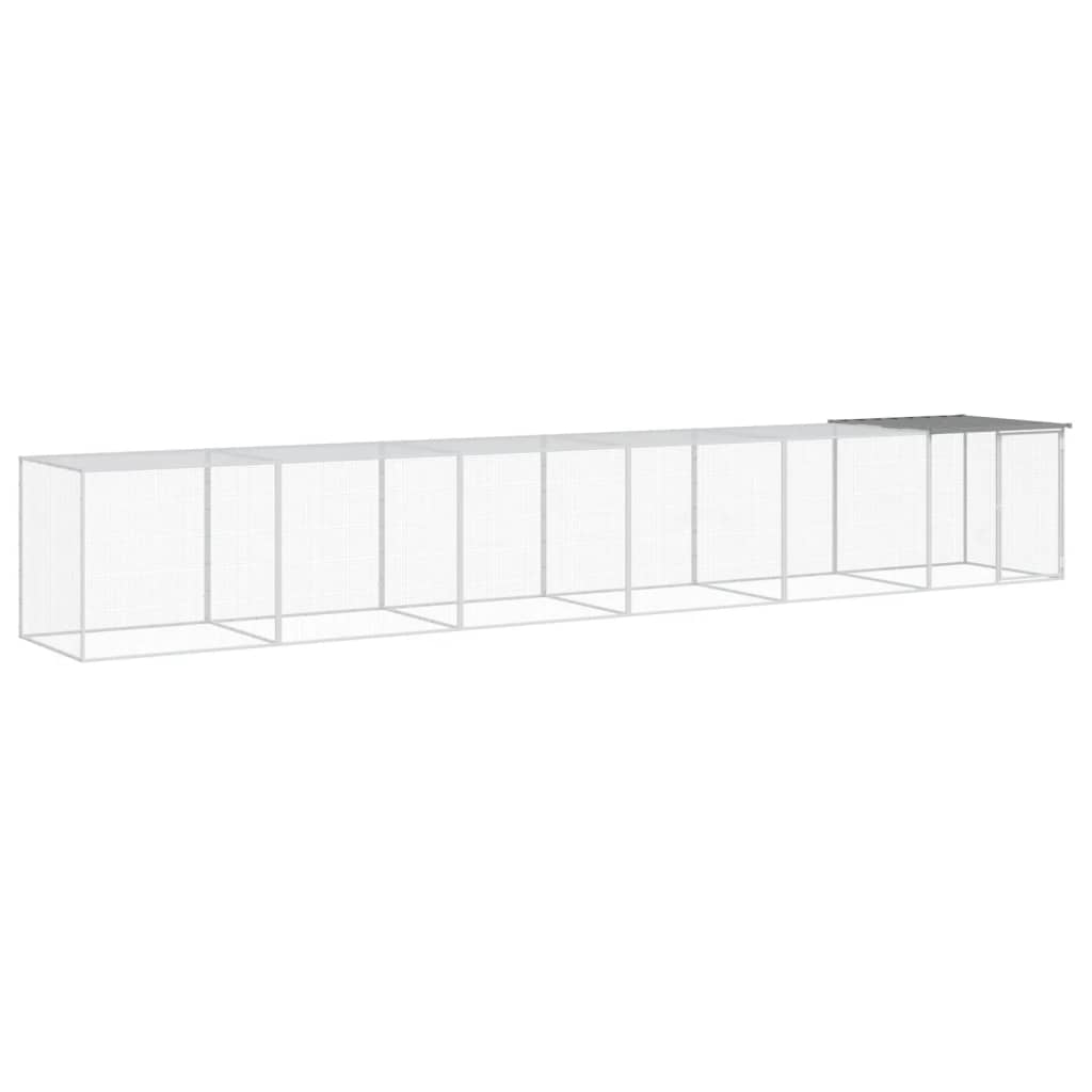 Vidaxl Chicken Coop con tetto 603x98x90 cm grigio grigio in acciaio