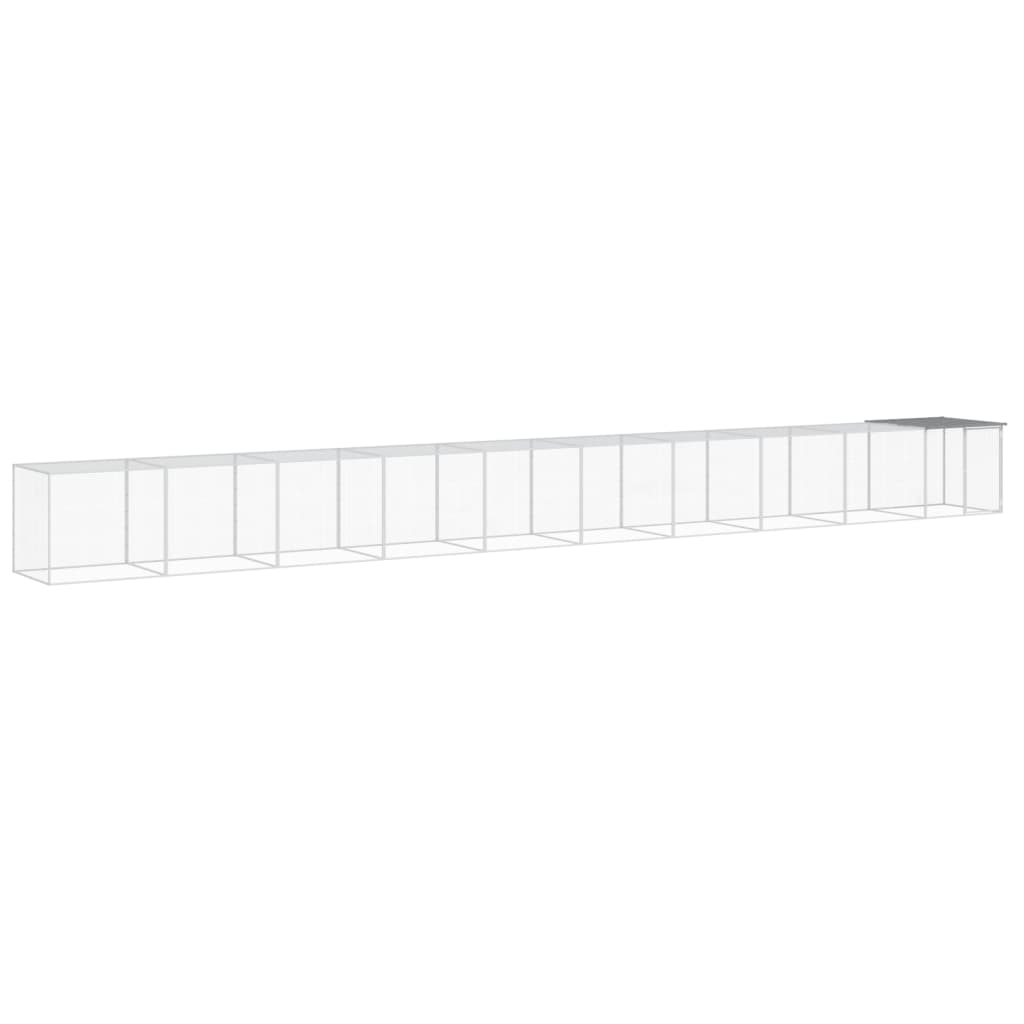 Bidaxl kycklingsko med tak 1003x98x90 cm galvaniserat stål ljusgrå