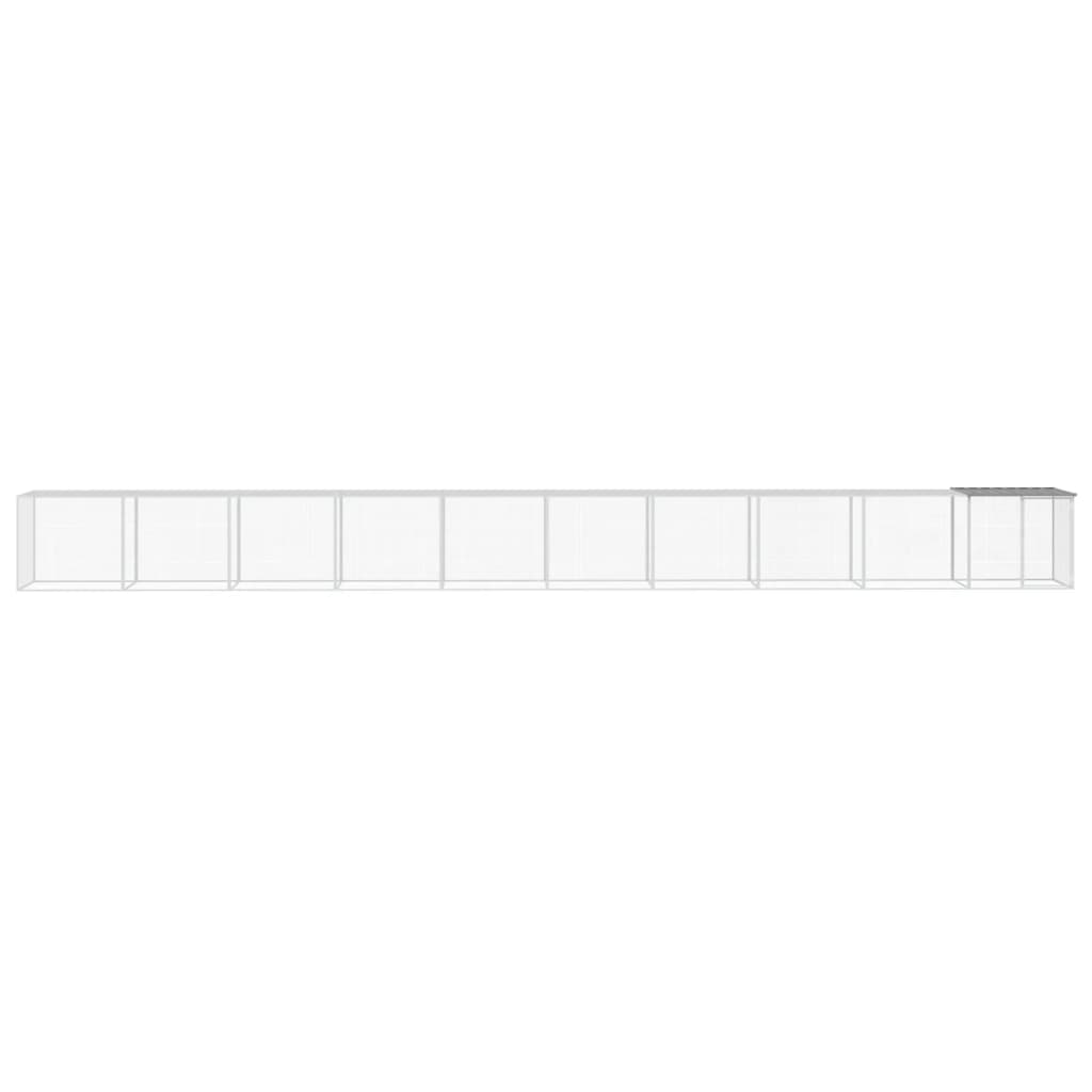 Bidaxl kycklingsko med tak 1003x98x90 cm galvaniserat stål ljusgrå