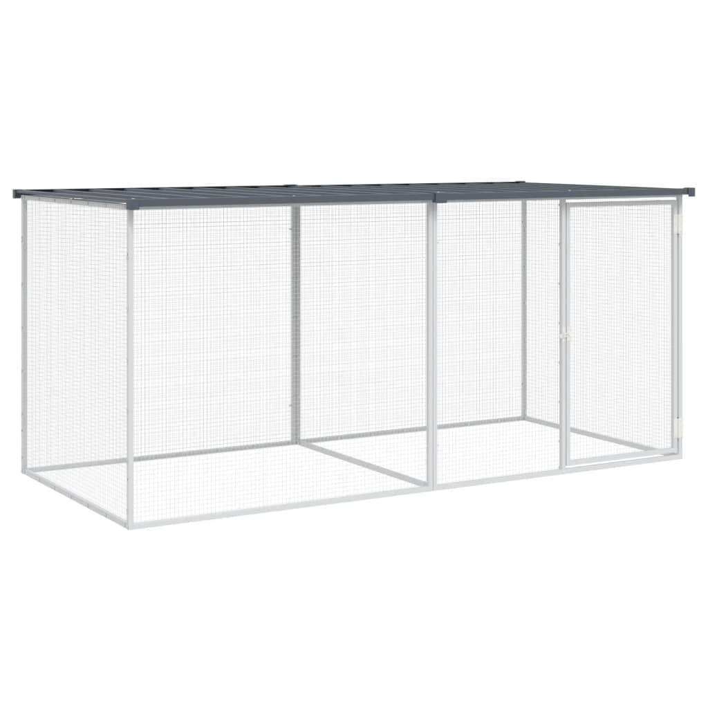 Poulet Vidaxl avec toit 203x98x90 cm Anthracite en acier galvanisé
