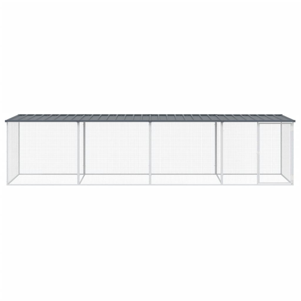 Poulet Vidaxl avec toit 403x98x90 cm anthracite en acier galvanisé