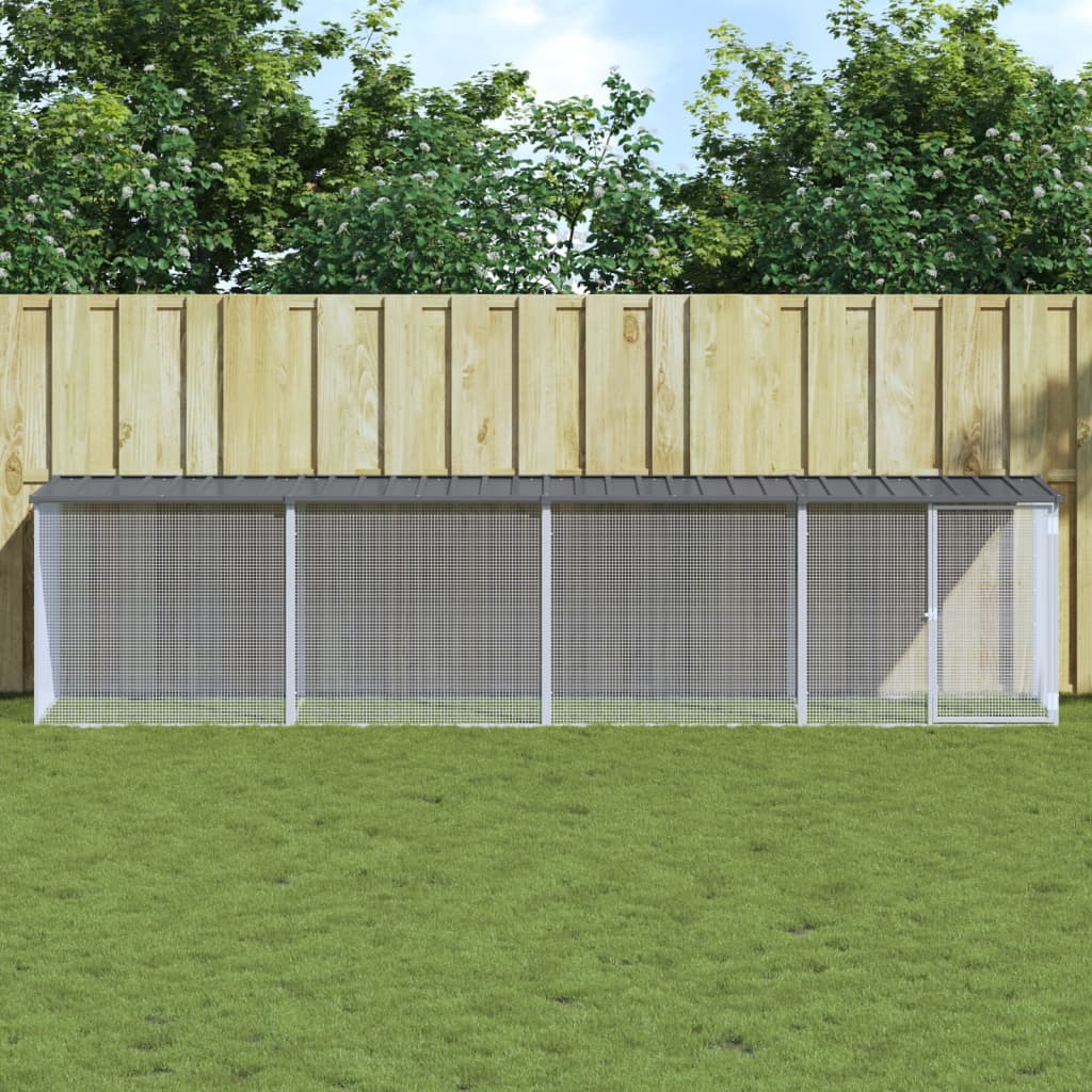 Poulet Vidaxl avec toit 403x98x90 cm anthracite en acier galvanisé