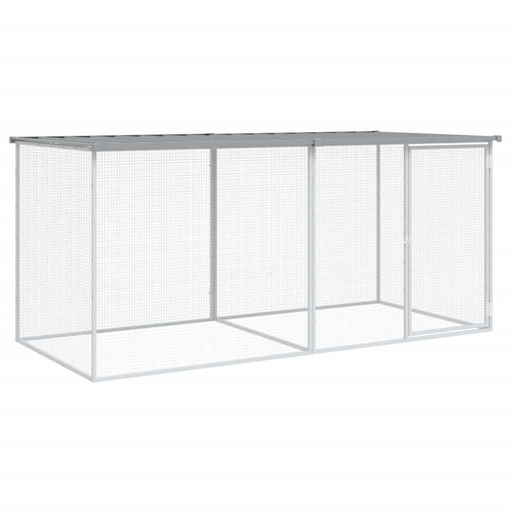 Vidaxl Chicken Coop se střechou 203x98x90 cm galvanizovaná ocel světle šedá