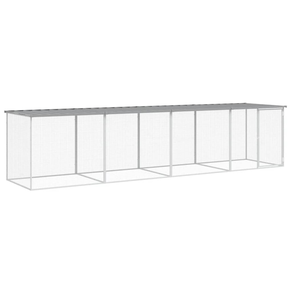 Vidaxl Chicken Coop se střechou 403x98x90 cm galvanizovaná ocel světle šedá