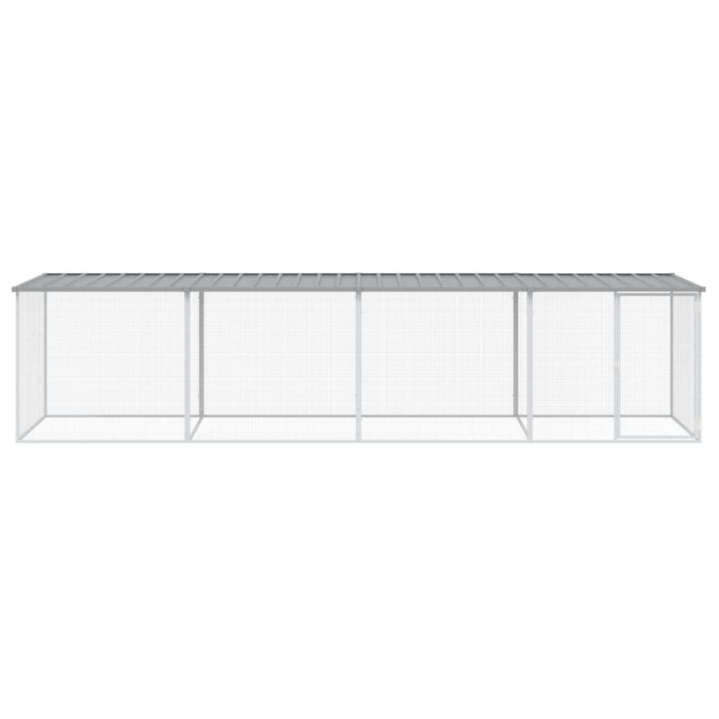 Vidaxl Chicken Coop se střechou 403x98x90 cm galvanizovaná ocel světle šedá