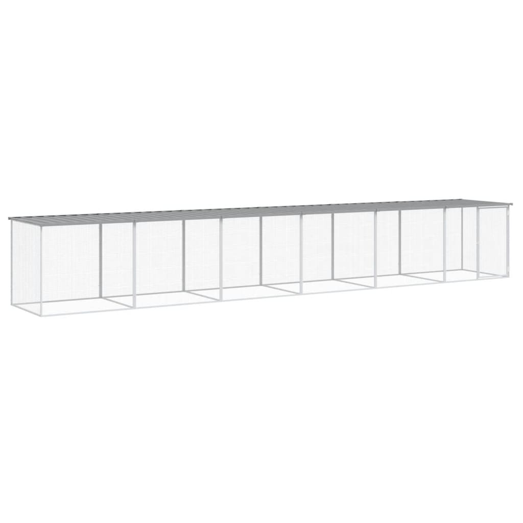 VidaXL Kippenhok met dak 603x98x90 cm gegalvaniseerd staal lichtgrijs