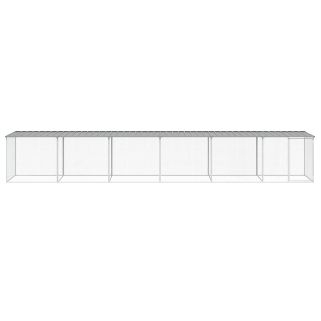 VidaXL Kippenhok met dak 603x98x90 cm gegalvaniseerd staal lichtgrijs
