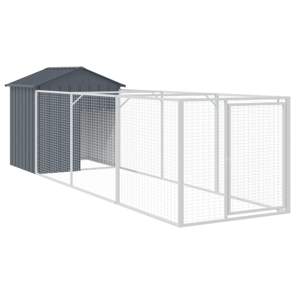 Vidaxl Dog Loft z dachem 117x405x123 cm galwanizowany antracyt stalowy