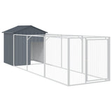Vidaxl Dog Loft z dachem 117x405x123 cm galwanizowany antracyt stalowy