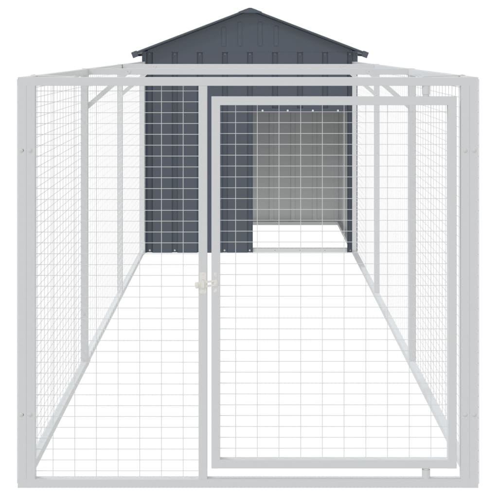 Vidaxl Dog Loft z dachem 117x405x123 cm galwanizowany antracyt stalowy