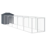 Vidaxl Hond Loftt mat Daach 117x6x9x123 cm galvaniséiert Stol Anthracit